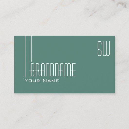 Carte De Visite Lumière foncée moderne Turquoise avec Initiales Pr (Devant)