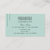 Carte De Visite Lumière foncée moderne Turquoise simple et profess (Dos)