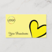 Carte De Visite Lumière Jaune joli Coeur Moderne avec Logo Cute (Devant)