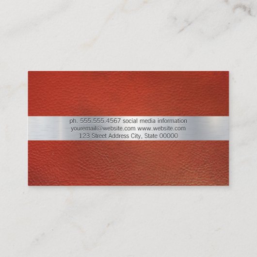 Carte De Visite Lumière métallique | Arrière - plan en cuir (Dos)