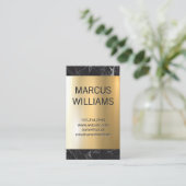 Carte De Visite Lumière métallique or | Marbre noir (Debout devant)