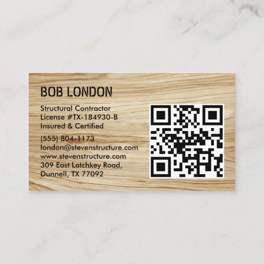 Carte De Visite Lumière moderne Construction de bois QR Code Entre (Dos)