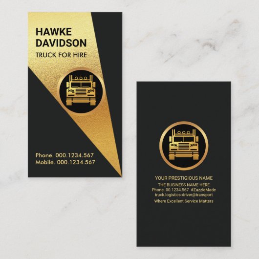 Carte De Visite Lumière Or Lumineuse Sur Semi-Camion (Devant / Derrière)