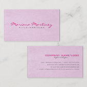 Carte De Visite Lumière rose Faux cuir Look Texture (Devant / Derrière)
