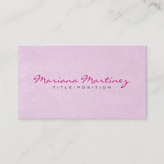 Carte De Visite Lumière rose Faux cuir Look Texture (Devant)