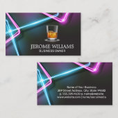 Carte De Visite Lumières de Neon | Boisson Whiskey (Devant / Derrière)