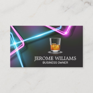 Carte De Visite Lumières de Neon | Boisson Whiskey
