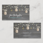 Carte De Visite Lumières en bois gris rustique & Fleurs en pot Mas (Devant / Derrière)