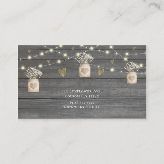 Carte De Visite Lumières en bois gris rustique & Fleurs en pot Mas (Dos)