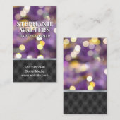 Carte De Visite Lumières Purple Bokeh | Arrière - plan Pad Upholst (Devant / Derrière)
