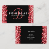 Carte De Visite Lumières rouges et étincelles de monogramme simple (Devant / Derrière)