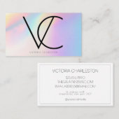 Carte De Visite Luminaire holographique Initiales modernes (Devant / Derrière)