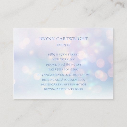 Carte De Visite Luminaires Bokeh Twinkh violet et bleu (Dos)
