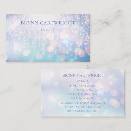 Carte De Visite Luminaires brillants de Bokee violet et bleu (Devant / Derrière)