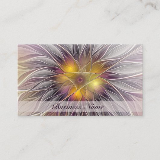 Carte De Visite Lumineuse Fleur colorée, Abstraite Fractale modern (Devant)