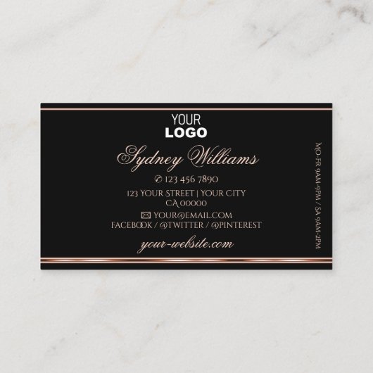 Carte De Visite Lumineuse Rose Gold Spark Parties scintillant Logo (Dos)