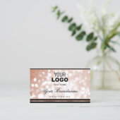Carte De Visite Lumineuse Rose Gold Spark Parties scintillant Logo (Debout devant)