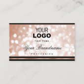 Carte De Visite Lumineuse Rose Gold Spark Parties scintillant Logo (Devant)