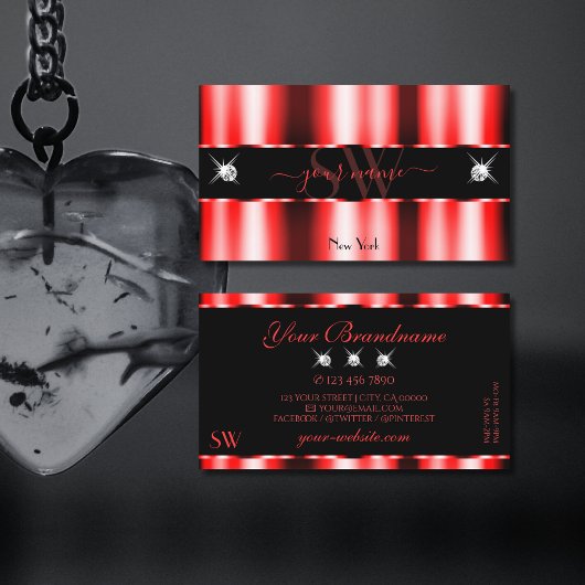 Carte De Visite Lumineuse Rouge Noir Étincelle Bijoux Initiales Él