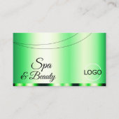 Carte De Visite Lumineuse vert glamour avec logo élégant élégant (Devant)