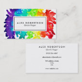 Carte de visite lumineux d'arc-en-ciel d'aquarelle (Devant / Derrière)