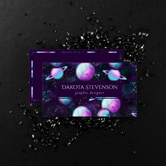 Carte De Visite Luminosité du système solaire | Planète rose viole