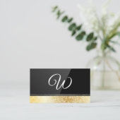 Carte De Visite Luminosité noire | Texture or | Découpe en cuir (Debout devant)