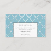 Carte De Visite Luminosité personnalisée Bleu Marocain Lattice mod (Dos)