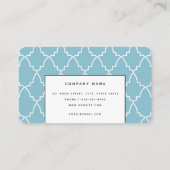 Carte De Visite Luminosité personnalisée Bleu Marocain Lattice mod (Dos)