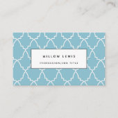 Carte De Visite Luminosité personnalisée Bleu Marocain Lattice mod (Devant)
