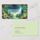 Carte De Visite Luminous Forest White Rose and Celestial Night (Devant / Derrière)