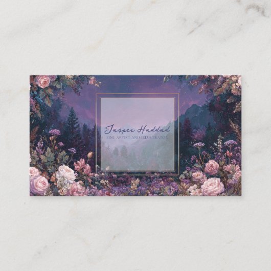 Carte De Visite Luminous Nightfall Blue Floral (Devant)