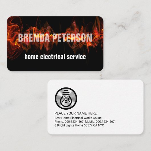 Carte De Visite Luminous Your Name Electrical Services (Devant / Derrière)