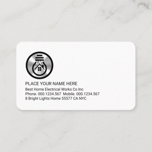Carte De Visite Luminous Your Name Electrical Services (Dos)