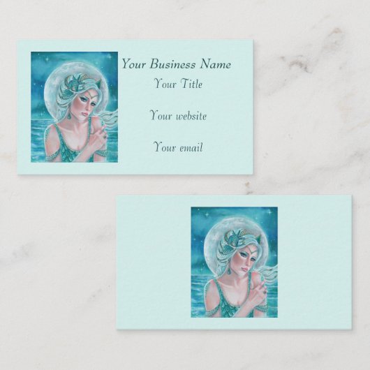 Carte De Visite Luna moon goddess mermaid art par Renee L. Lavoie (Devant / Derrière)