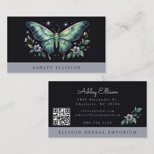 Carte De Visite Luna Moth Business Card (Devant / Derrière)