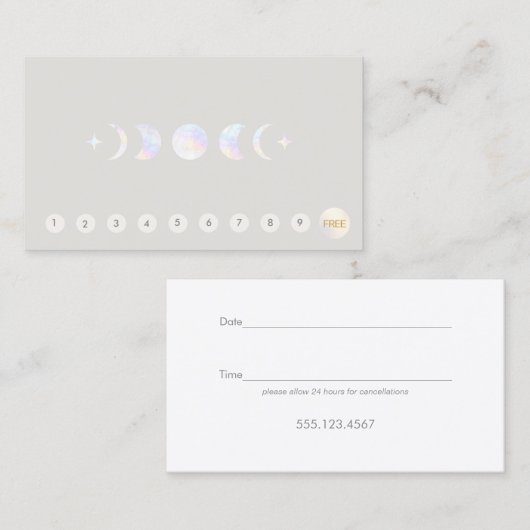 Carte De Visite Lune 10 Punch Rendez-vous fidélité client (Devant / Derrière)