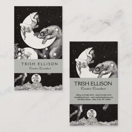 Carte De Visite Lune céleste ciel Univers Dieu Nuit Illustration (Devant / Derrière)