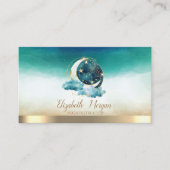 Carte De Visite Lune céleste étoiles dorées vert (Devant)