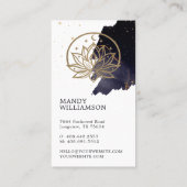 Carte De Visite Lune céleste holistique & Lotus Encre foncée Monog (Dos)