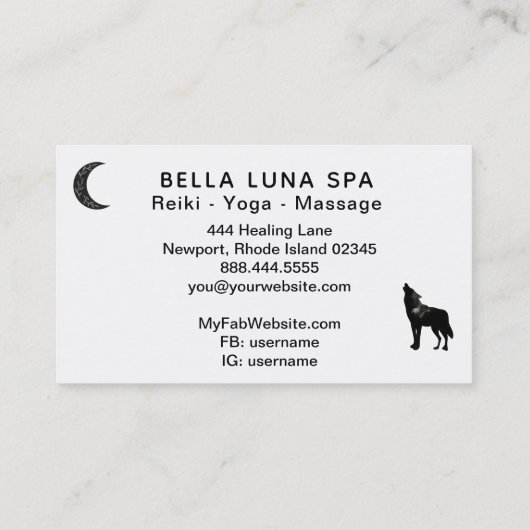 Carte De Visite *~* Lune cosmique Howling Wolf Rainbow Pine Trees (Dos)