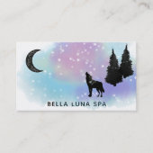 Carte De Visite *~* Lune cosmique Howling Wolf Rainbow Pine Trees (Devant)