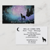 Carte De Visite *~* Lune cosmique - Loup hurlant Arbres de pins ar (Devant / Derrière)