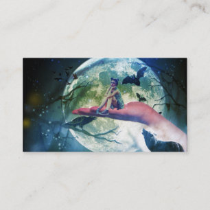 Carte De Visite Lune de batte de Raven de fille de loup