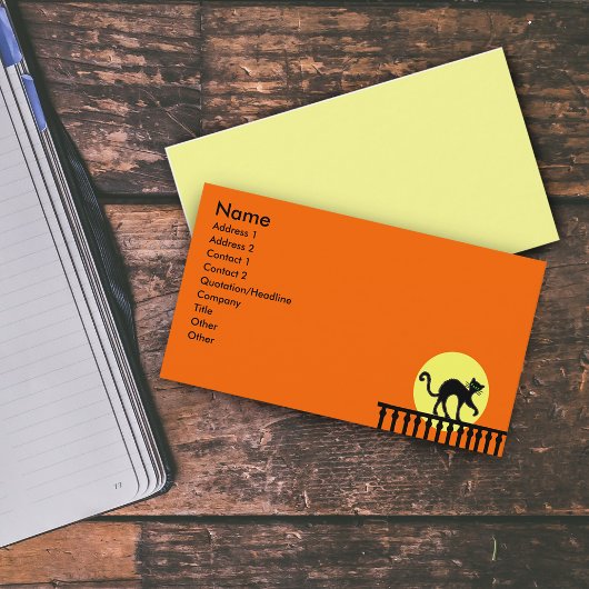 Carte De Visite Lune de clôture de chat noir