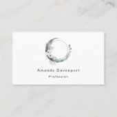 Carte De Visite Lune de croissant bleu avec fleurs blanches (Devant)