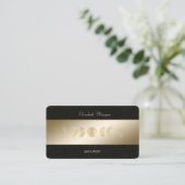 Carte De Visite Lune dorée Studio de yoga noir Gold (Debout devant)