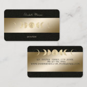Carte De Visite Lune dorée Studio de yoga noir Gold (Devant / Derrière)