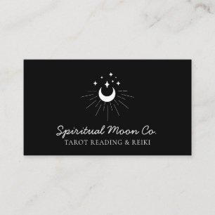 Carte De Visite Lune Étoiles Noires Blanches Reiki Spirituel