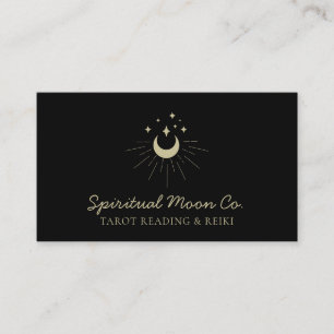 Carte De Visite Lune Étoiles Or Noir Reiki Spirituel